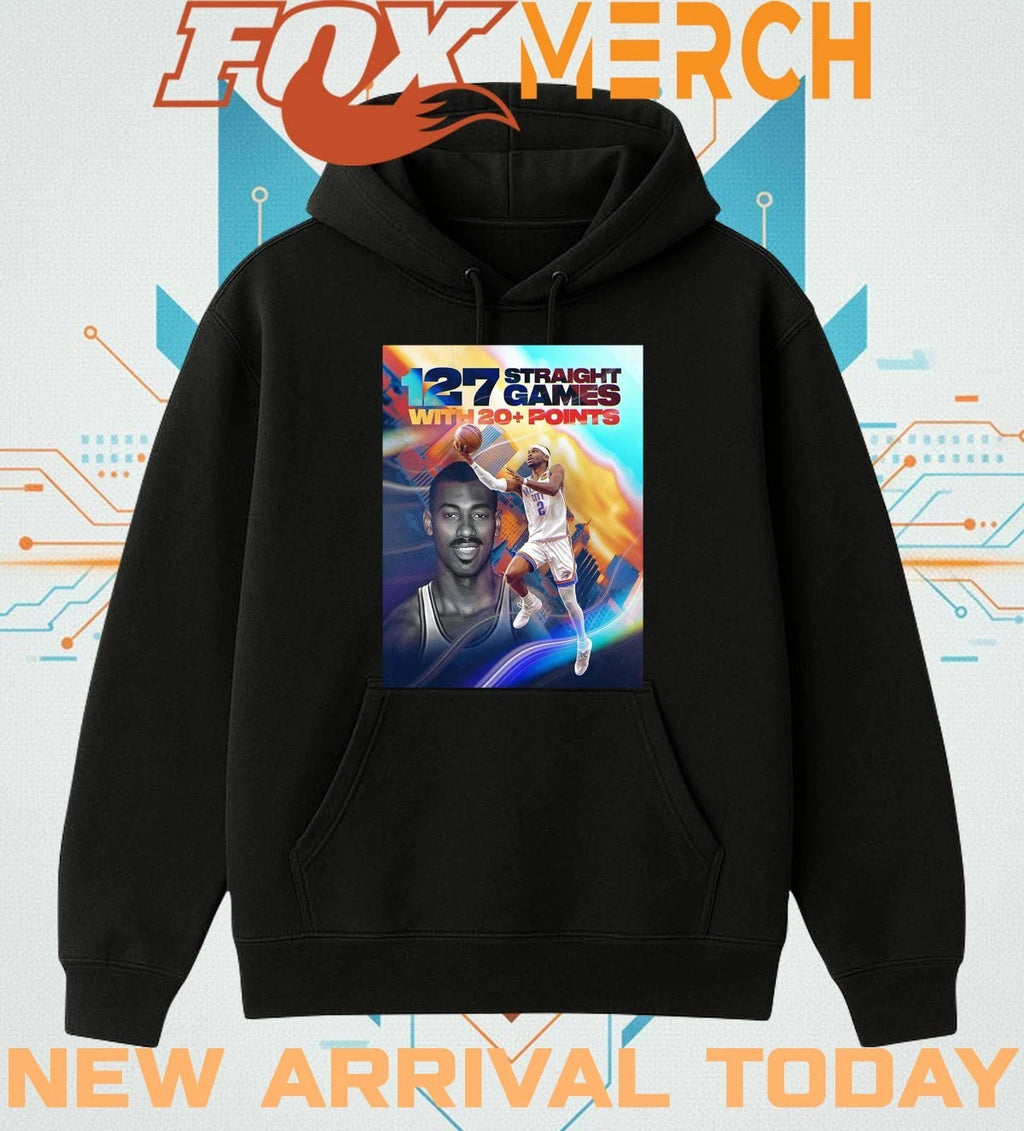 Shai Gilgeous Alexander OKC Thunder passes wilt for the longest 20+ points streak of all time t-shirt