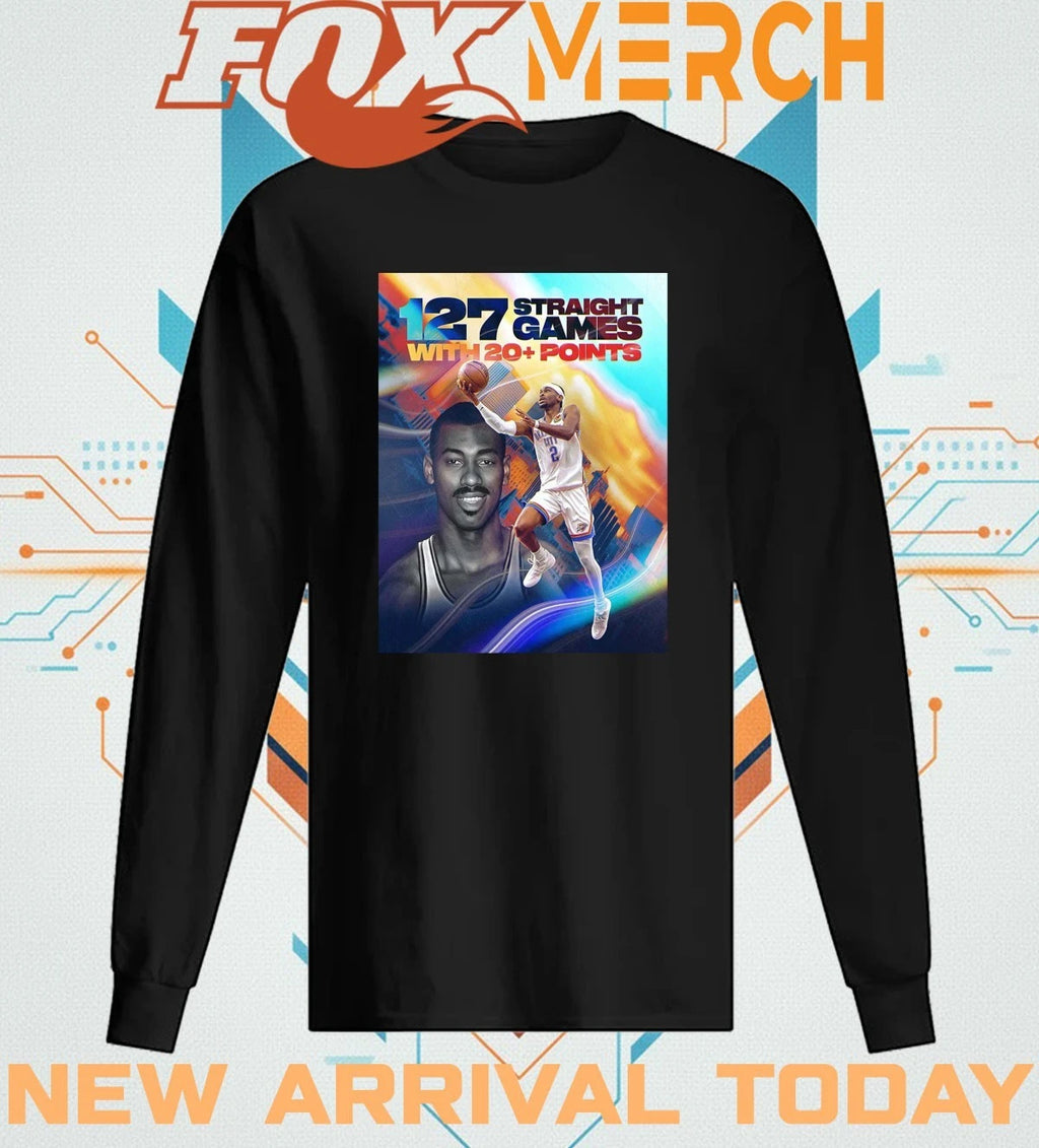Shai Gilgeous Alexander OKC Thunder passes wilt for the longest 20+ points streak of all time t-shirt