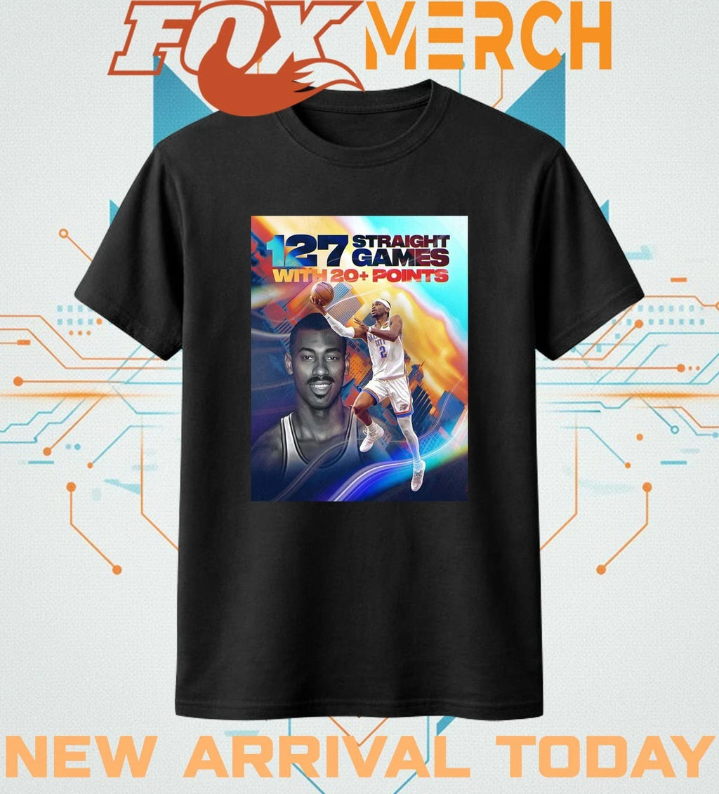 Shai Gilgeous Alexander OKC Thunder passes wilt for the longest 20+ points streak of all time t-shirt