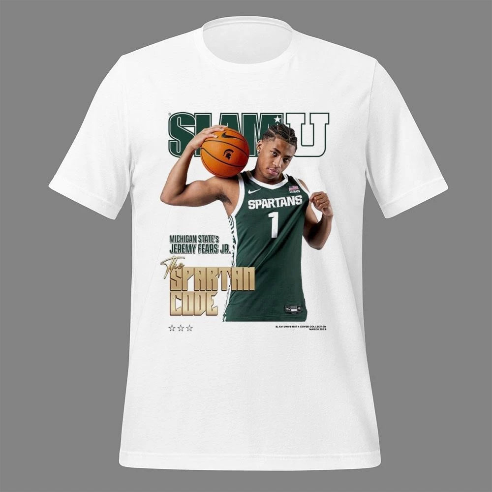 SLAMU Michigan State Spartans Jeremy Fears Jr The Spartan Code Magazine Cover Shirt