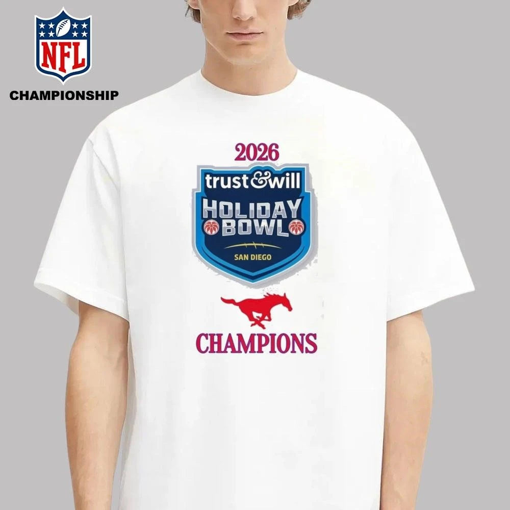 SMU Mustang 2026 Holiday Bowl Champions Logo Shirt