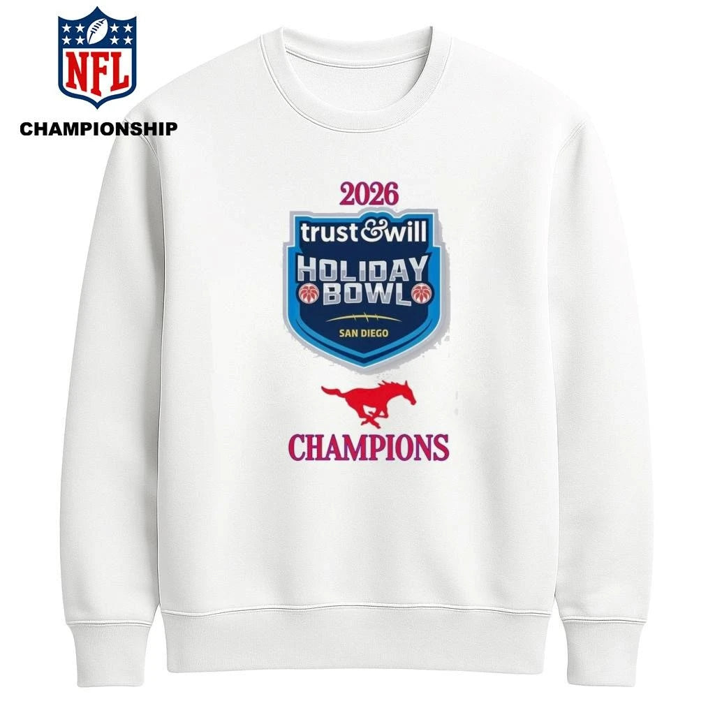 SMU Mustang 2026 Holiday Bowl Champions Logo Shirt