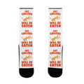 Cat Callers Will Be Eaten Parody White Print Socks