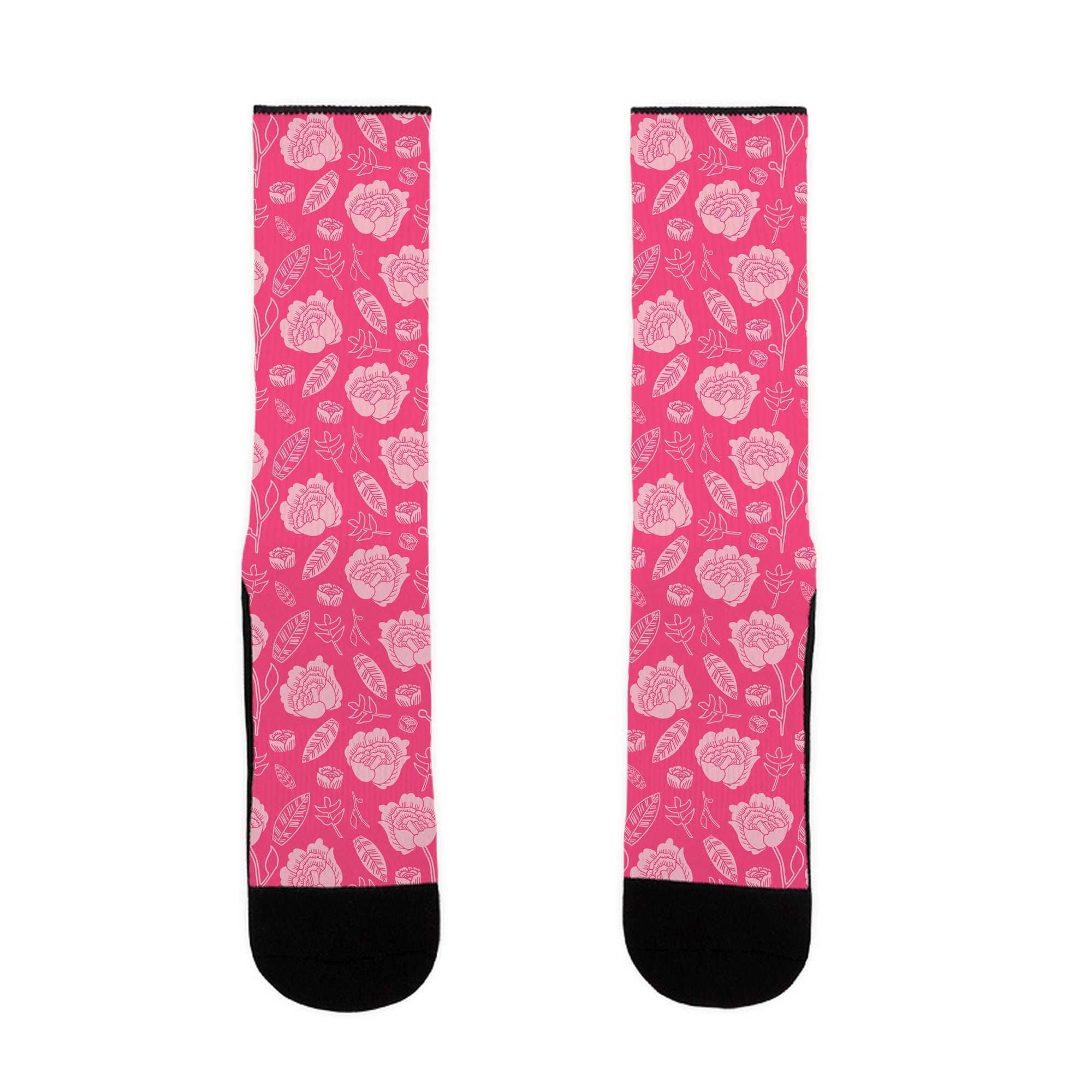 Floral and Leaves Pattern (Pink) Socks