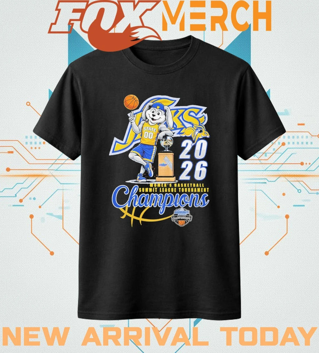 South Dakota State Jackrabbits 2026 Women’s Basketball Summit League Tournament Champions mascot t-shirt
