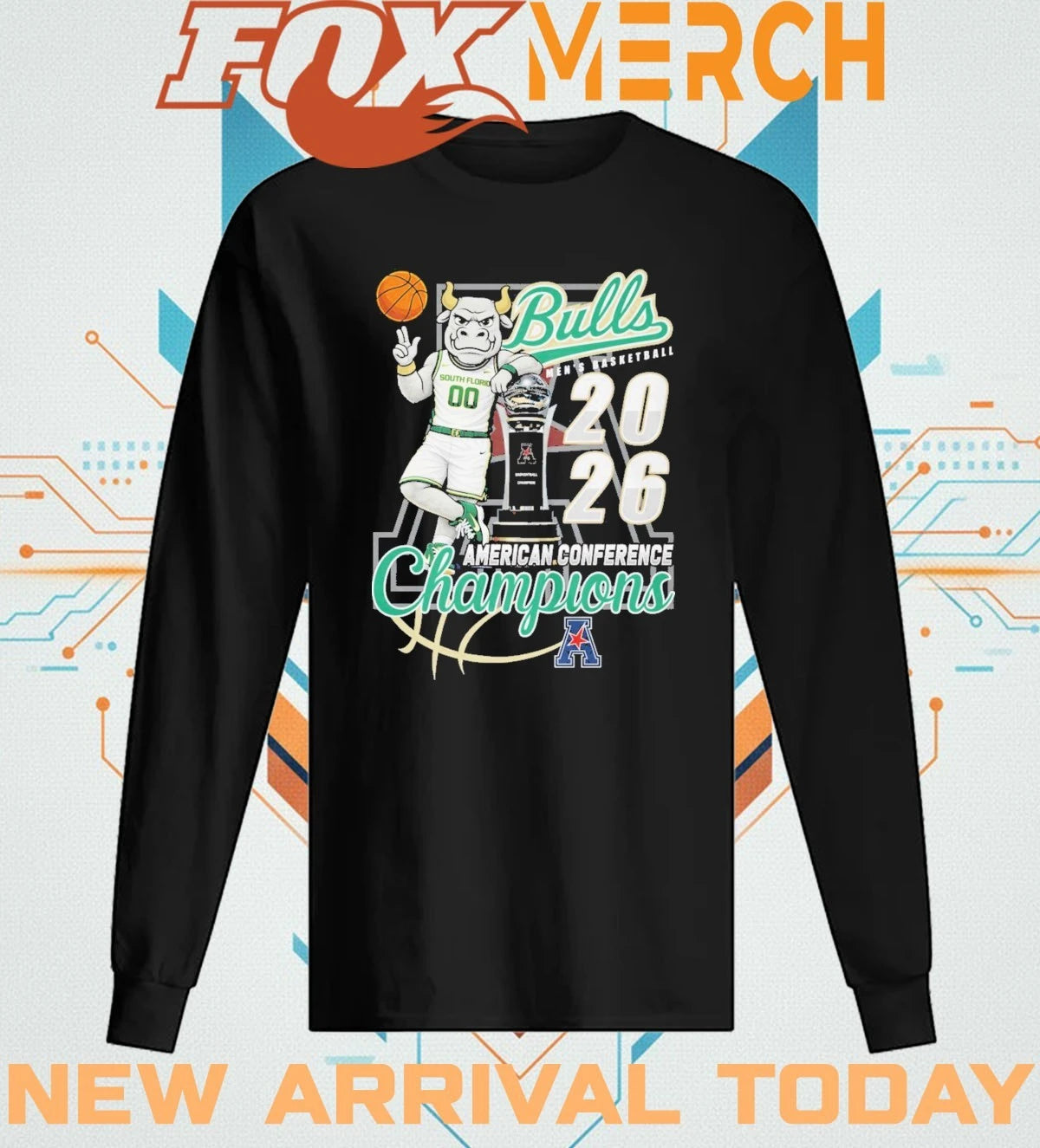 South Florida Bulls Men’s Basketball 2026 American Conference Champions mascot t-shirt