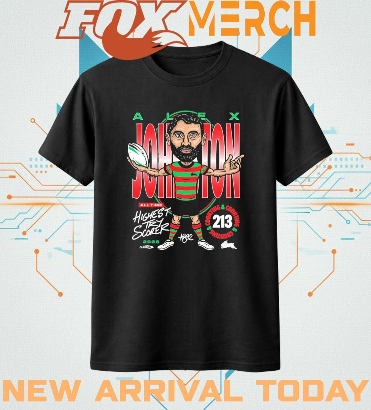 South Sydney Rabbitohs Alex Johnston Record Breaker t-shirt
