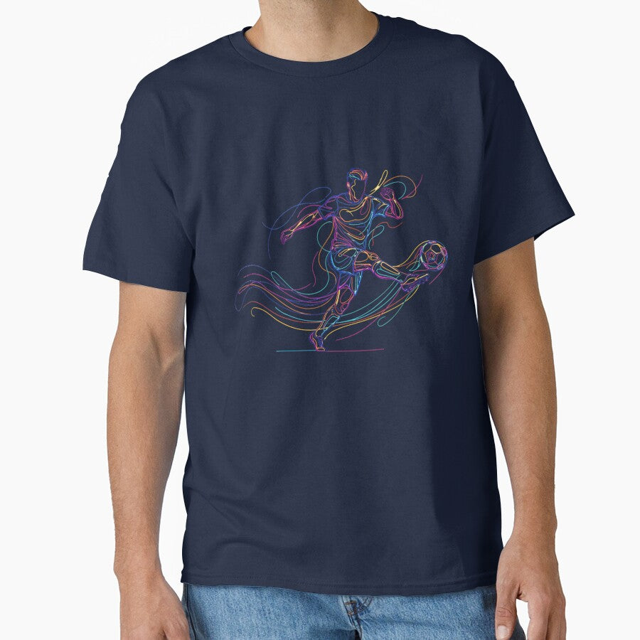 Neon Soccer Player Line Art Retro Football Fan Graphic by KristenosNehk