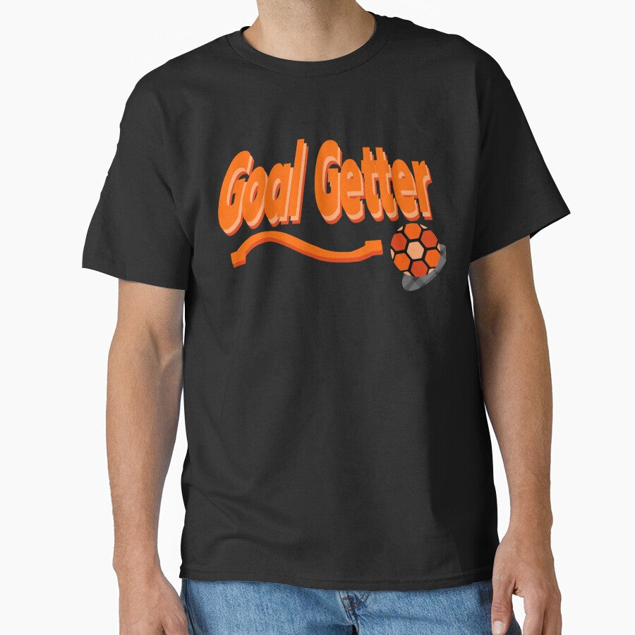 Goal Getter Orange 3D Soccer Text with Football and Swoosh by MigWhimsy