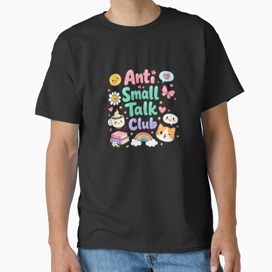 Anti Small Talk Club Cute Kawaii Introvert Aesthetic Design by Sanika arts
