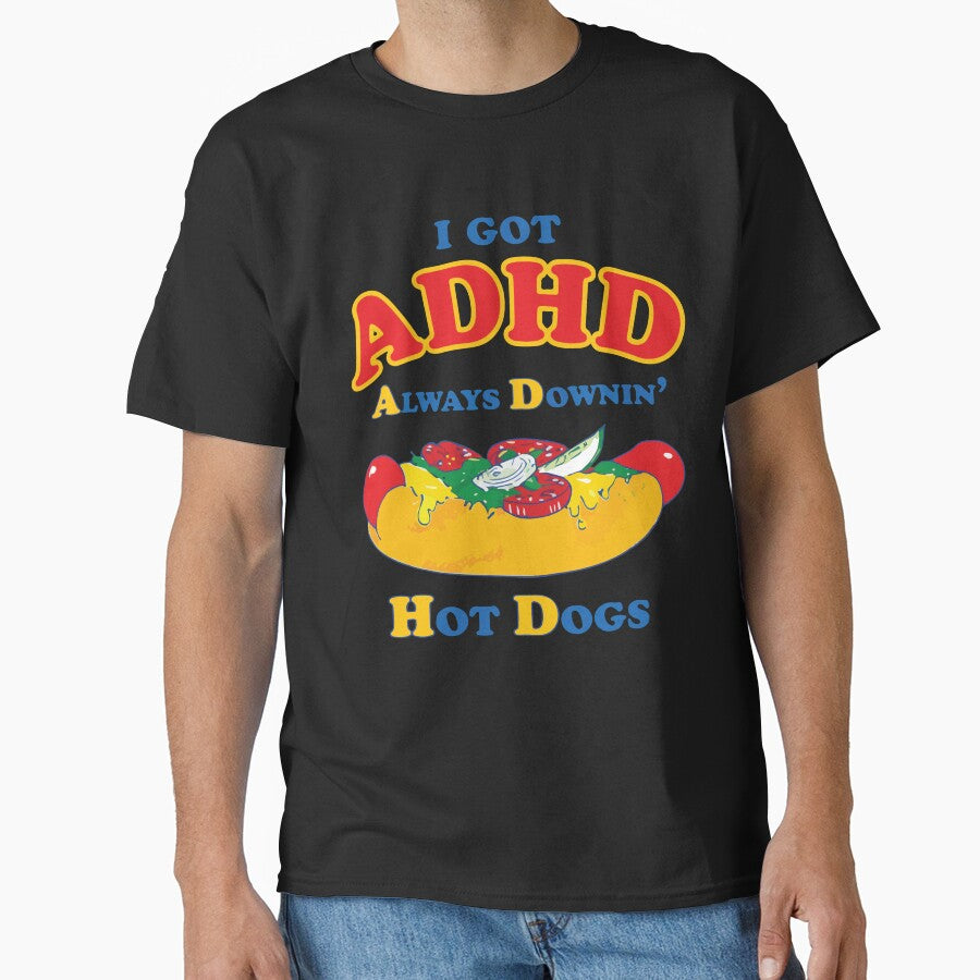 Funny Hot Dog Lover Always Downin Hot Dogs Food Humor Cartoon Design by kiralynstration