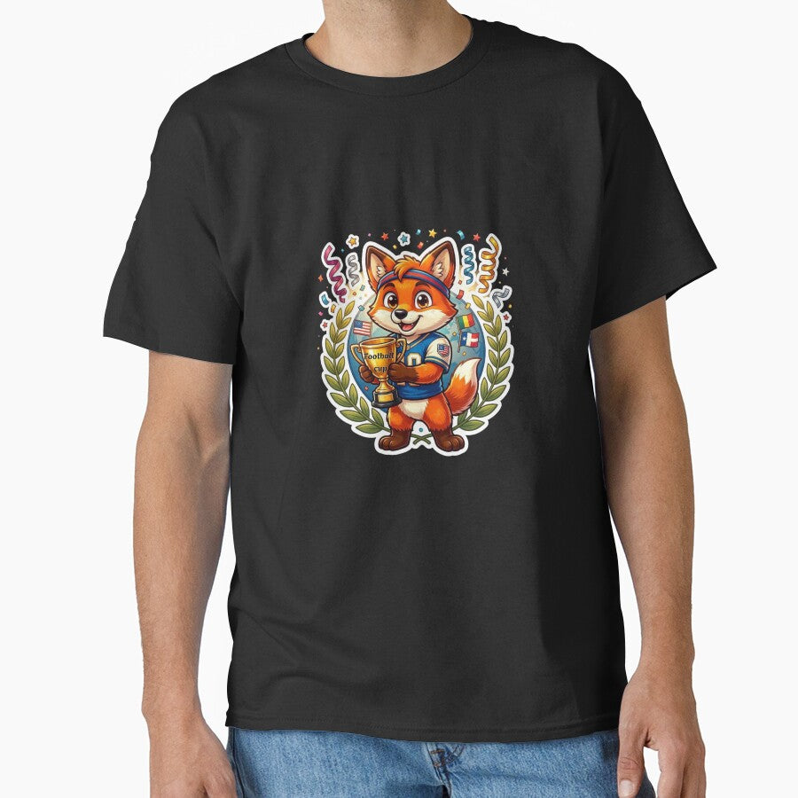 Champion Fox Football Sticker | Cartoon Soccer Trophy Celebration Design by Pandey14