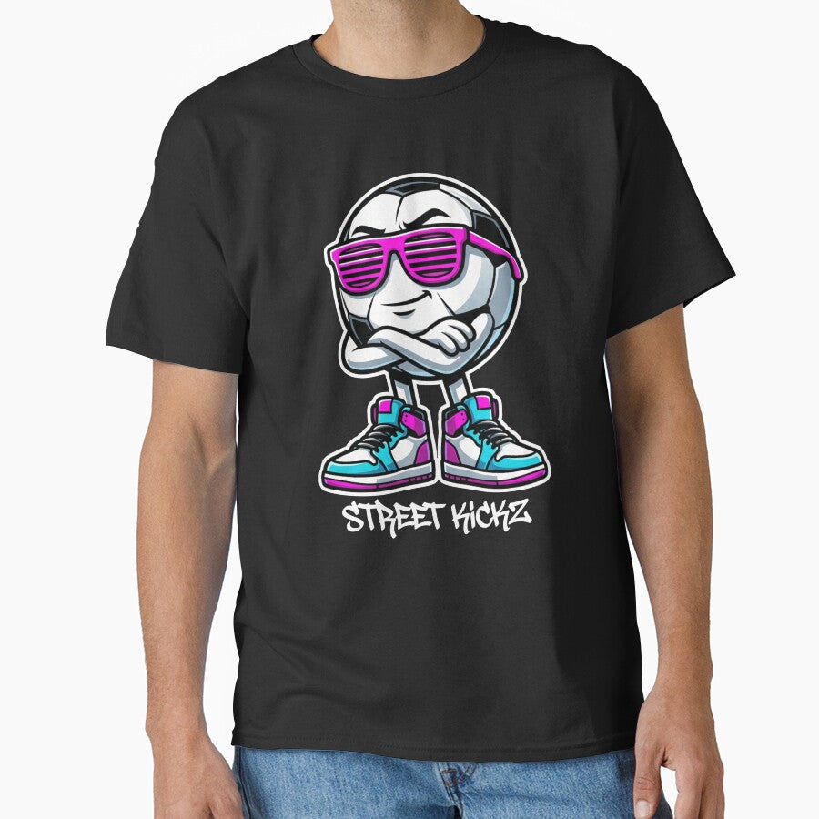 Street Kickz Cool Soccer Ball Mascot Retro Neon Sneakers by TeNovaStudio