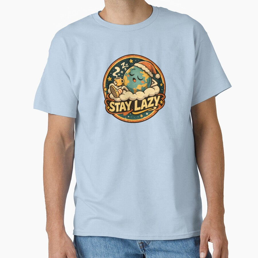 Stay Lazy – Sleepy Planet Vintage Cartoon Badge by WorkXPlay