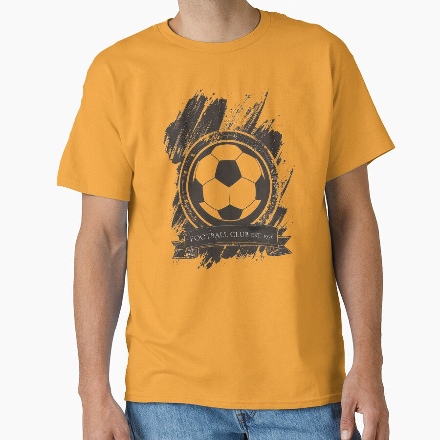 Vintage football club crest soccer ball emblem est 1976 retro grunge distressed sports badge art by icemanphotos