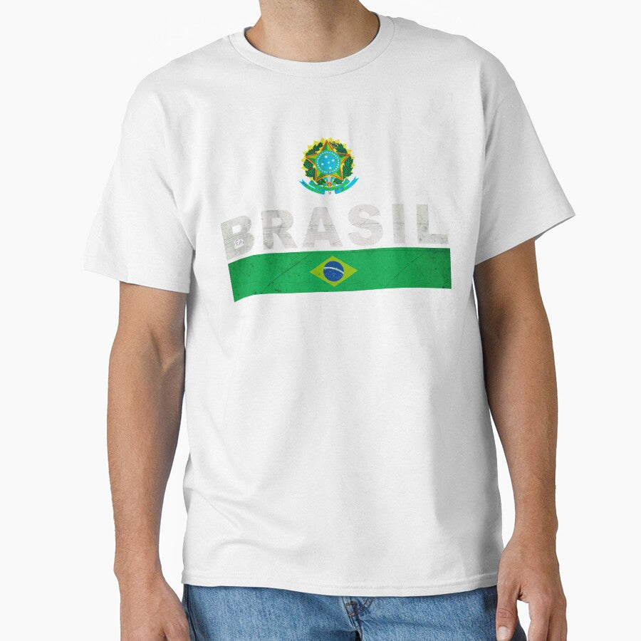 Brazil Distressed Football Jersey Style Shirt Design by merchhost