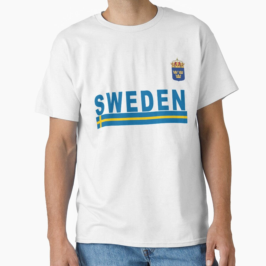 Swedish National Team Style Soccer Jersey Design in Blue Text by merchhost