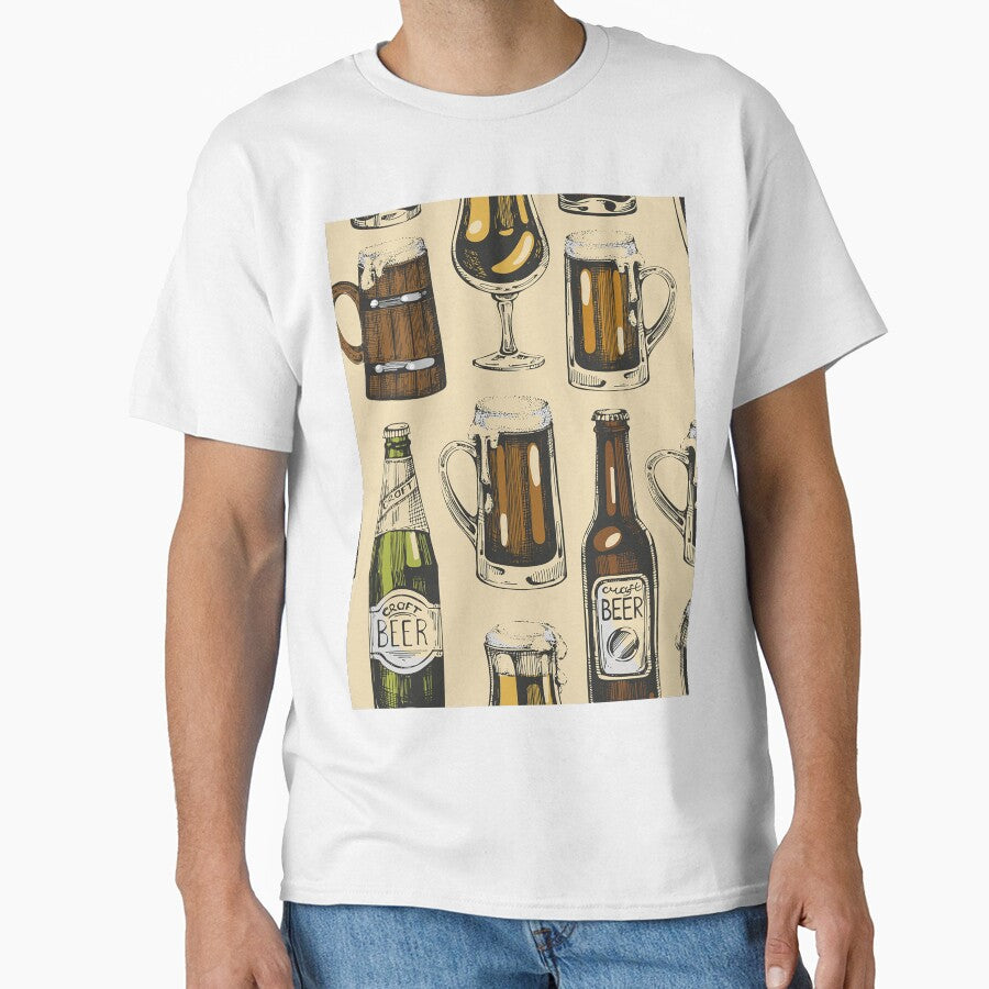 Seamless pattern with color beer icons. Hand drawn elements by Huynhdesign