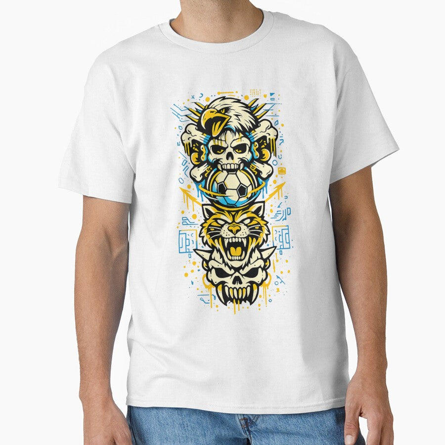 Cyberpunk Skull Soccer Streetwear Design – Eagle Tiger Graffiti Football Art by JonelCrafts
