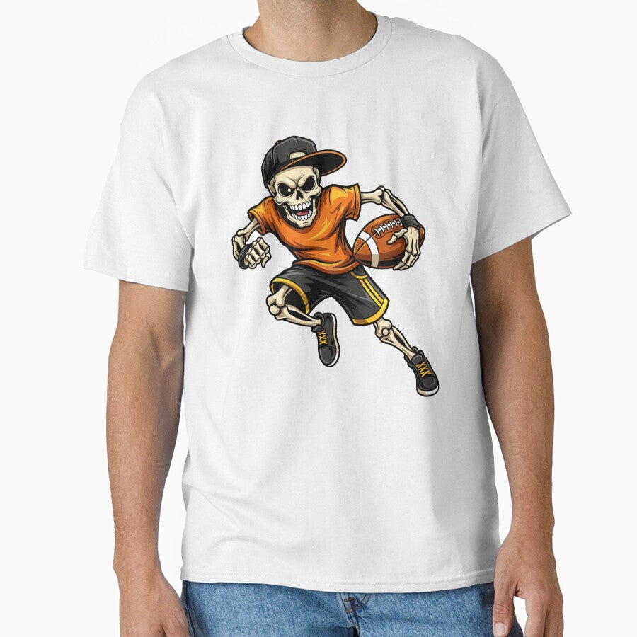 Skeleton Football Player holding ball by marfanna