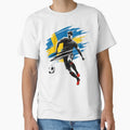 Football Soccer Sweden Swedish Flag Player Grunge Silhouette by Infinitee8hirts
