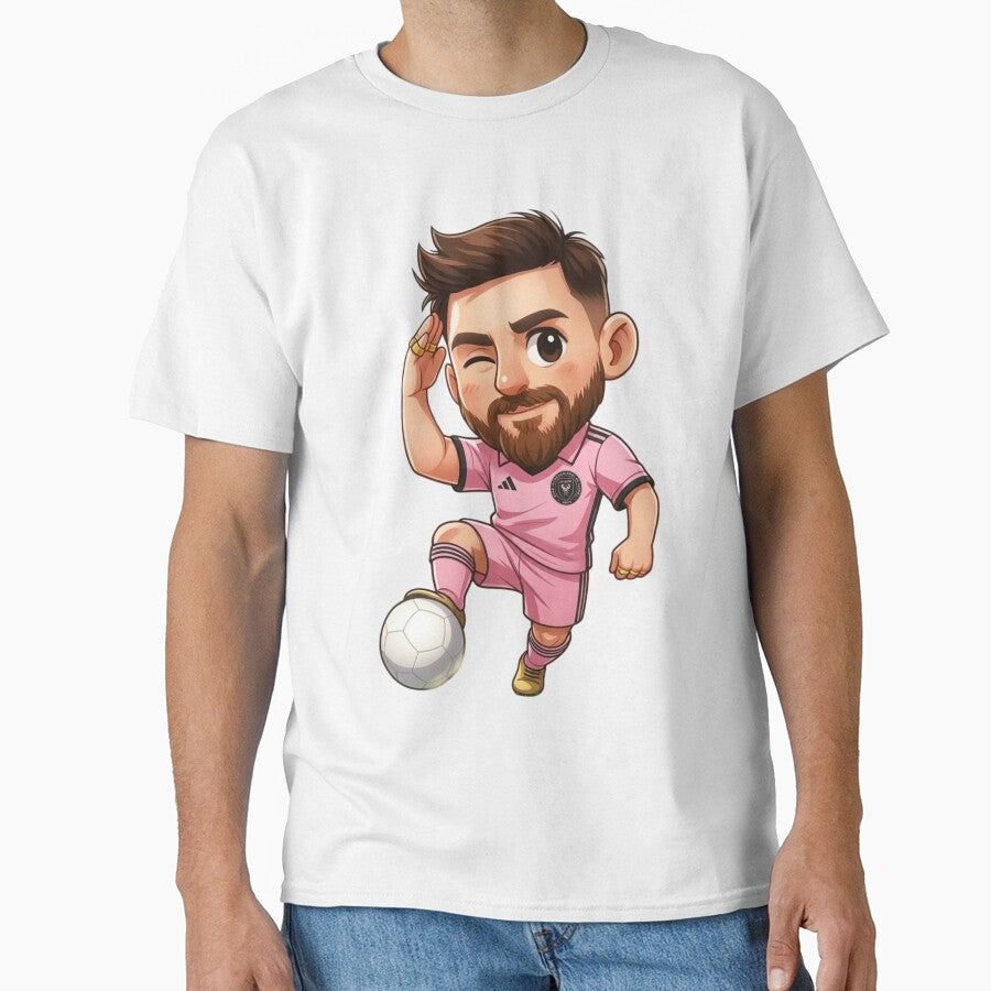 Chibi Soccer Player Cartoon Art with Pink Kit, Golden Cleats, and Winking Pose by Skully-Studio