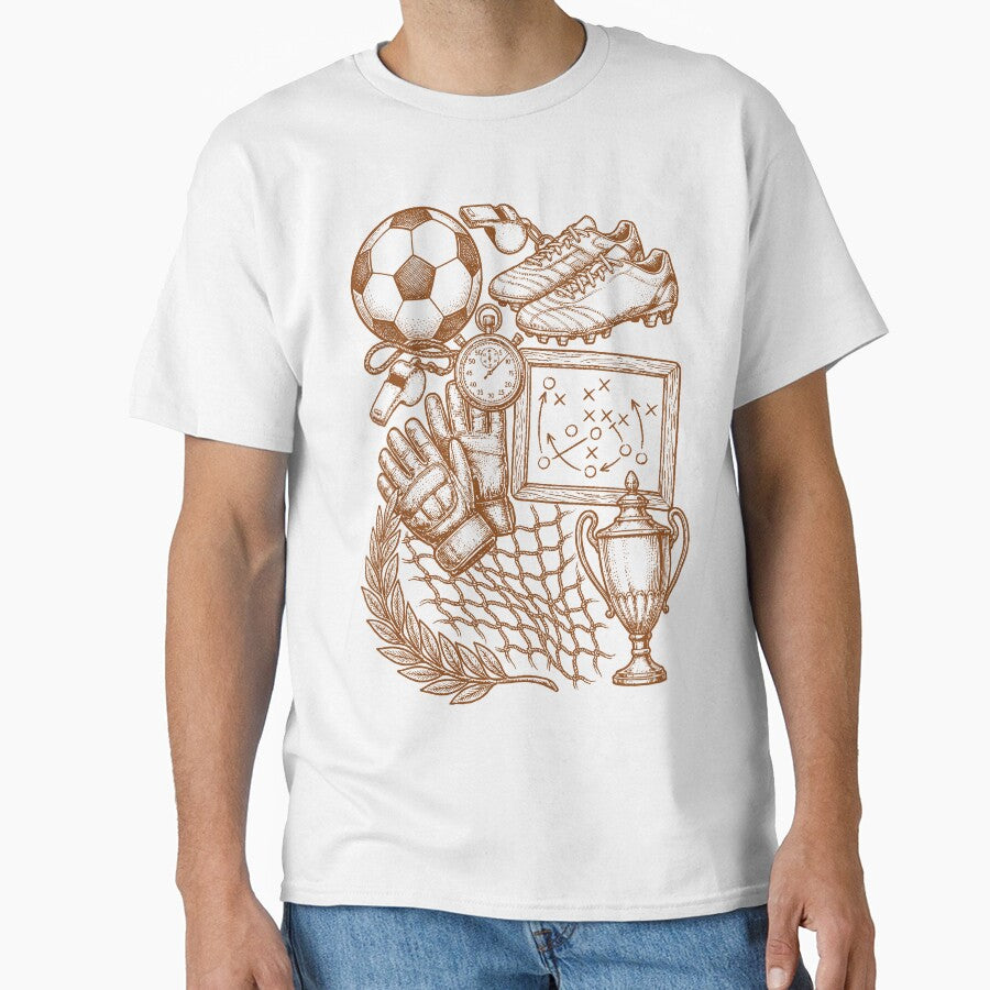 Sepia Soccer History - Vintage Rustic Engraving by DigitalGlade