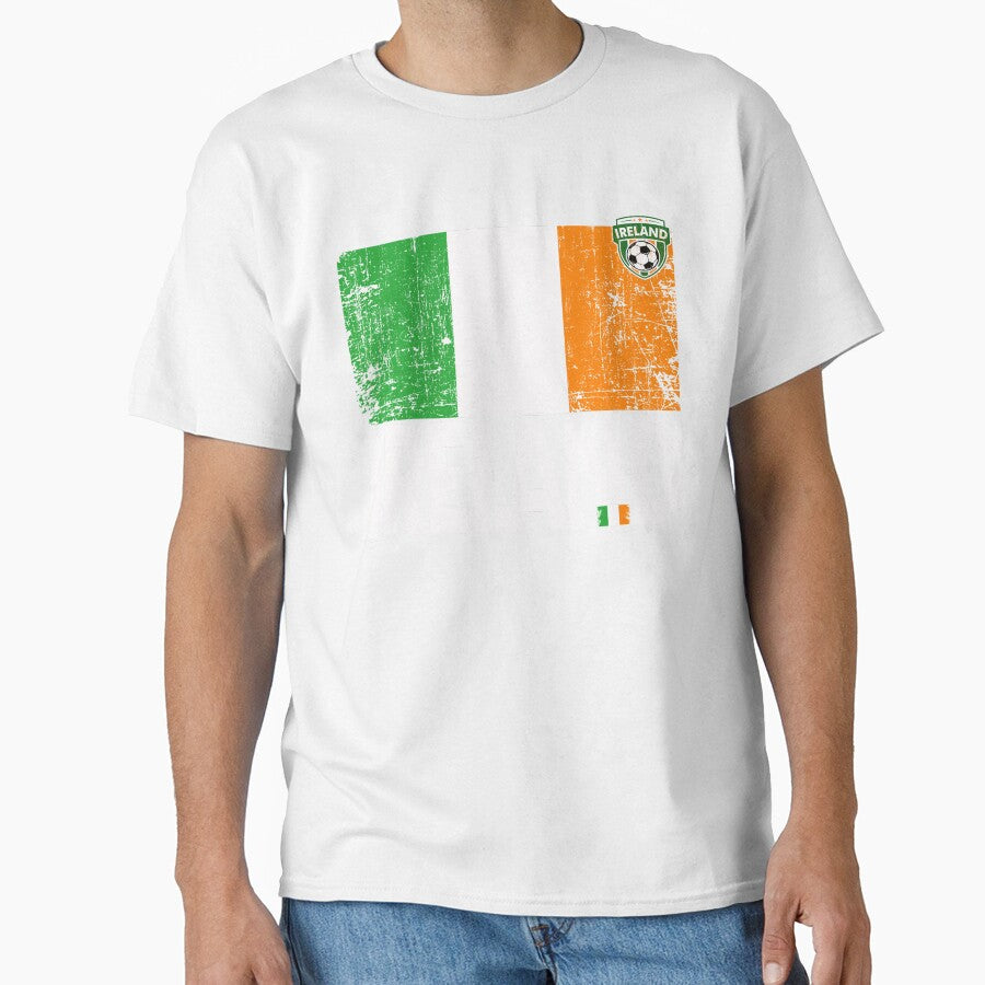 DISTRESSED IRELAND IRISH FLAG SOCCER SAINT PATRICK'S DAY DESIGN WHITE FONT by Teeshirthustle