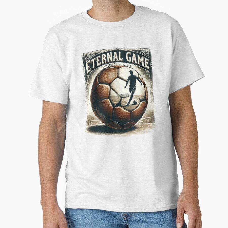 Eternal Game: Vintage Soccer Ball and Player Silhouette Design by Dinsigne