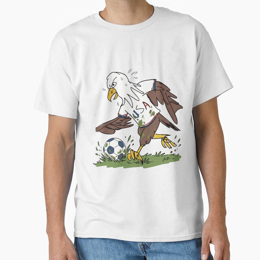 Hand Drawn Bald Eagle Soccer Mascot - Sketch Style USA Jersey by lamiarte