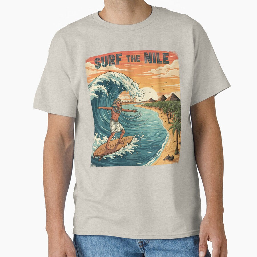 Pharaoh Surfer - Surf the Nile - egyptian fun digital art by MythoWorldddd