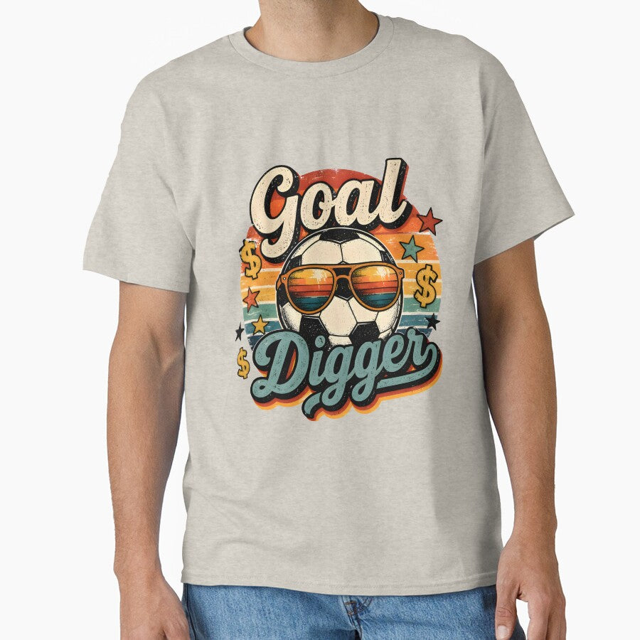 Goal Digger Funny Soccer Retro Vintage T-Shirt by PixelForge11