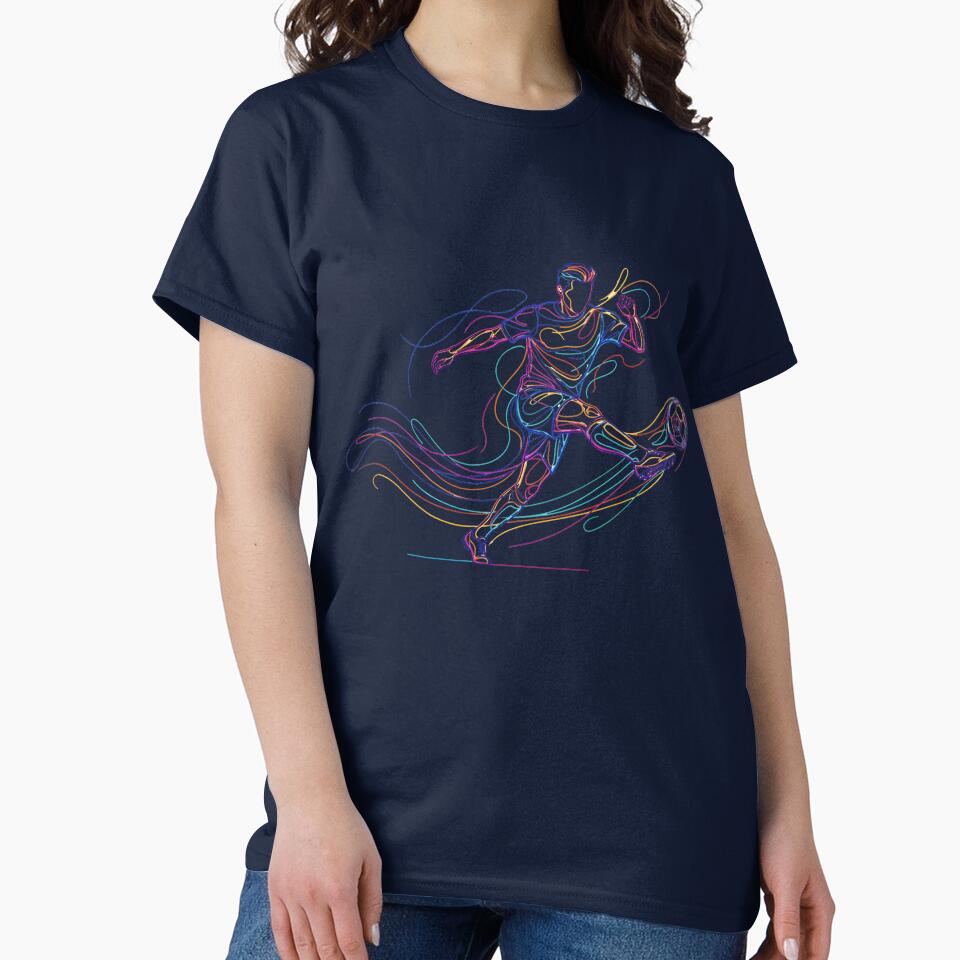 Neon Soccer Player Line Art Retro Football Fan Graphic by KristenosNehk