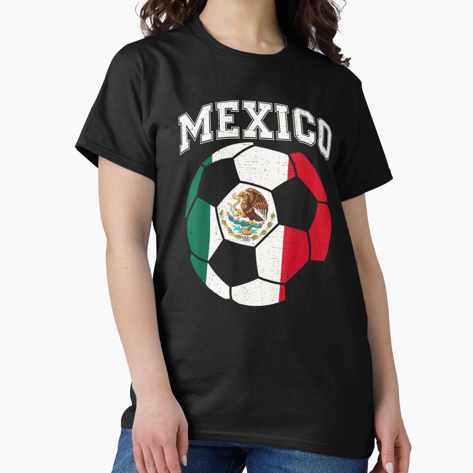 Vintage Distressed Mexico Soccer Ball National Flag Football Sports Fan Merch by EricCotanori