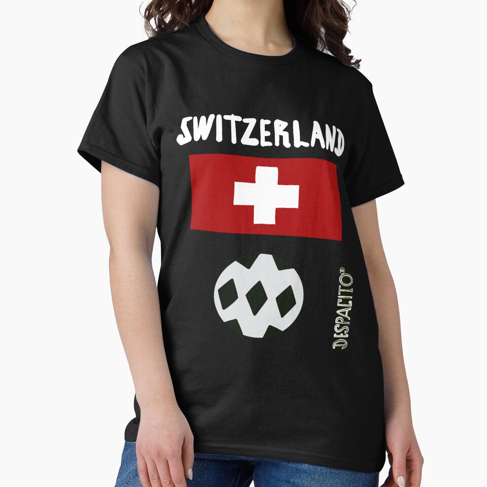 Despacito® Switzerland Flag Black White Ball Futbol Text by DespacitoBrand