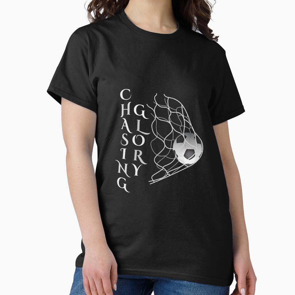 Chasing Glory Soccer — Black and White Football Typography Art Gift by AvessBerge