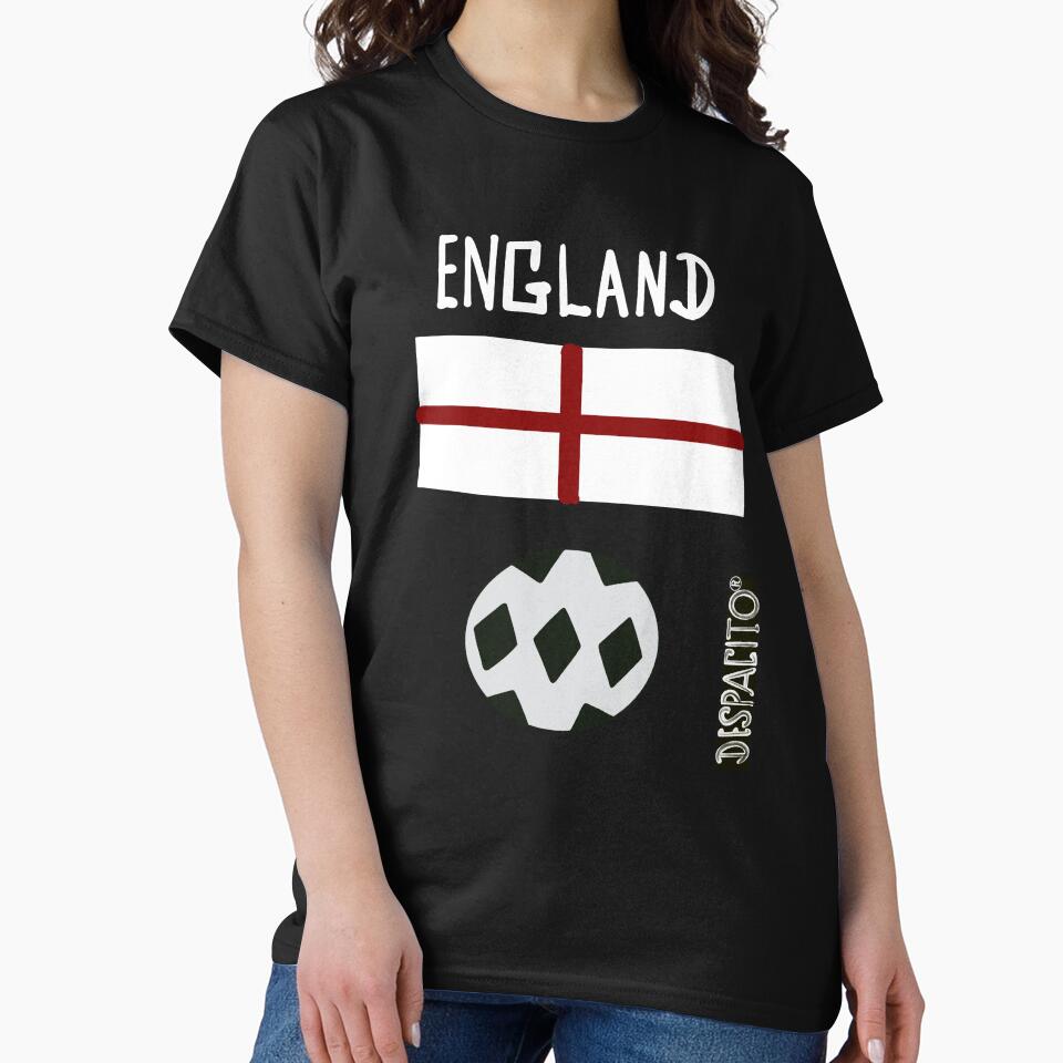Despacito® England Flag Black White Ball Futbol Text by DespacitoBrand