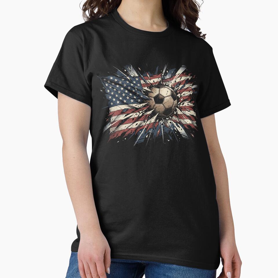 USA Soccer Ball Explosive American Flag Art by TeNovaStudio