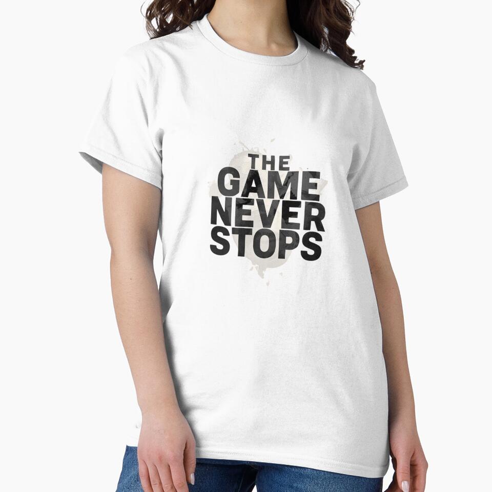 The Game Never Stops – Football Lifestyle T-Shirt by SoccerVibes