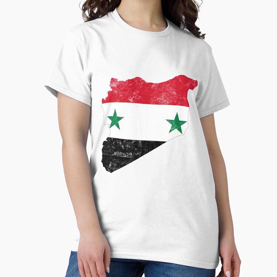 Syria Flag Map tshirt distressed vintage by farhanhafeez