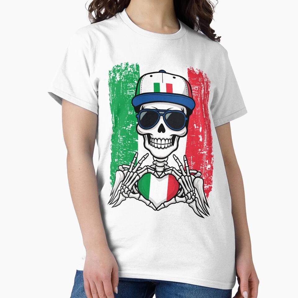 Italian Pride Skeleton Art - Italy Football & Forza Azzurri Tee by Colorful Designs