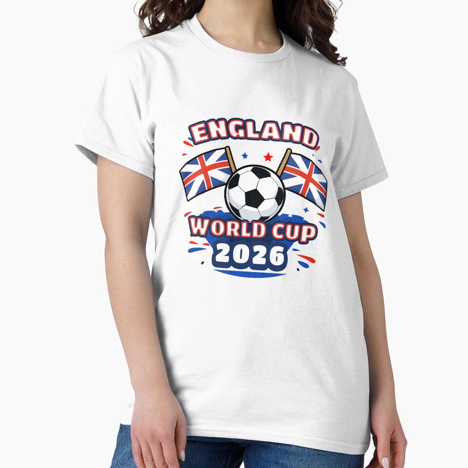 England World Cup 2026 Shield  Minimal Football T-Shirt Design by Ramkumar2025