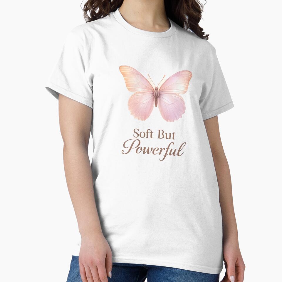 Soft But Powerful Butterfly Aesthetic Pastel Feminine Quote by DreamelleStudio