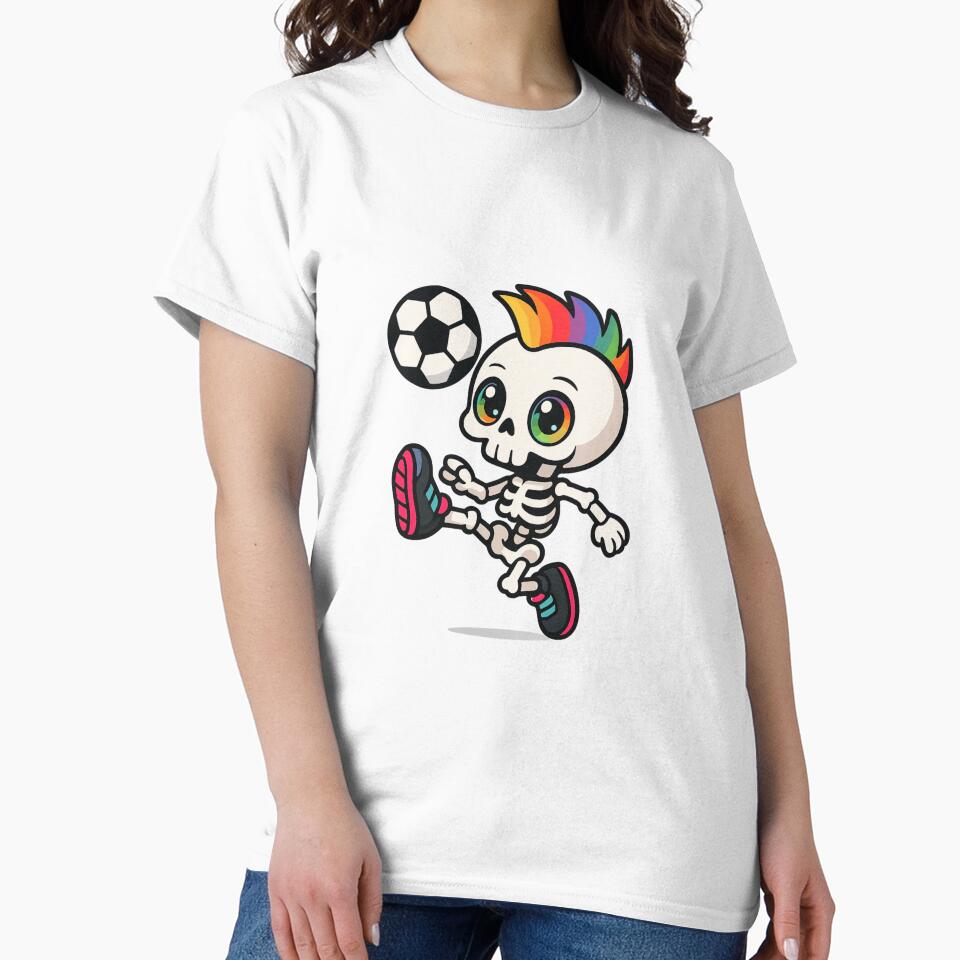 Rainbow Mohawk Skeleton – Freestyle Football Skull Art by ColorSplash123