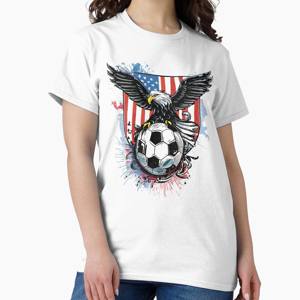 USA Soccer Crest with Grunge American Flag and Bald Eagle by Numero14