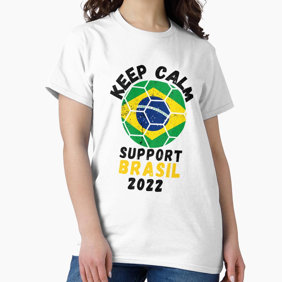 Keep Calm Support Brasil soccer ball distressed grunge by JoeyGrace