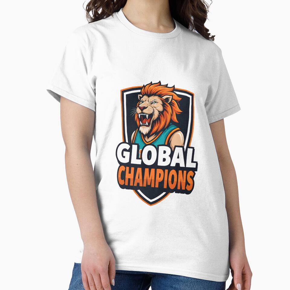 Global Champions Lion Soccer Mascot Sports Badge by M.Store