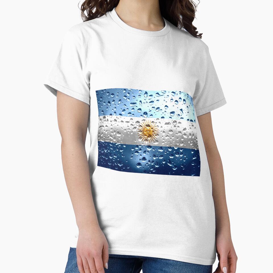 Flag of Argentina - Raindrops Metallic Metal Water Rain Car Bumper Flags Grunge by Dr-Pen