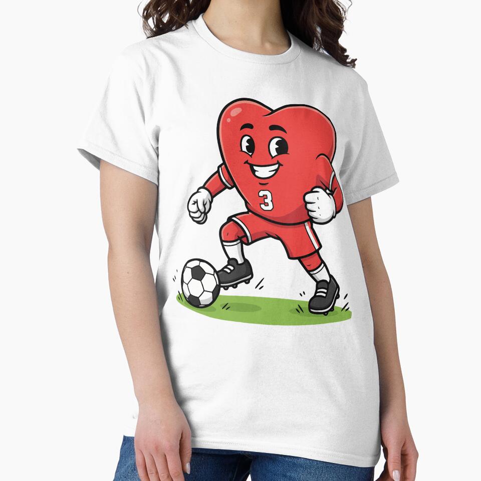 Cute Heart Football Player Cartoon Mascot Art by ZenDoodle