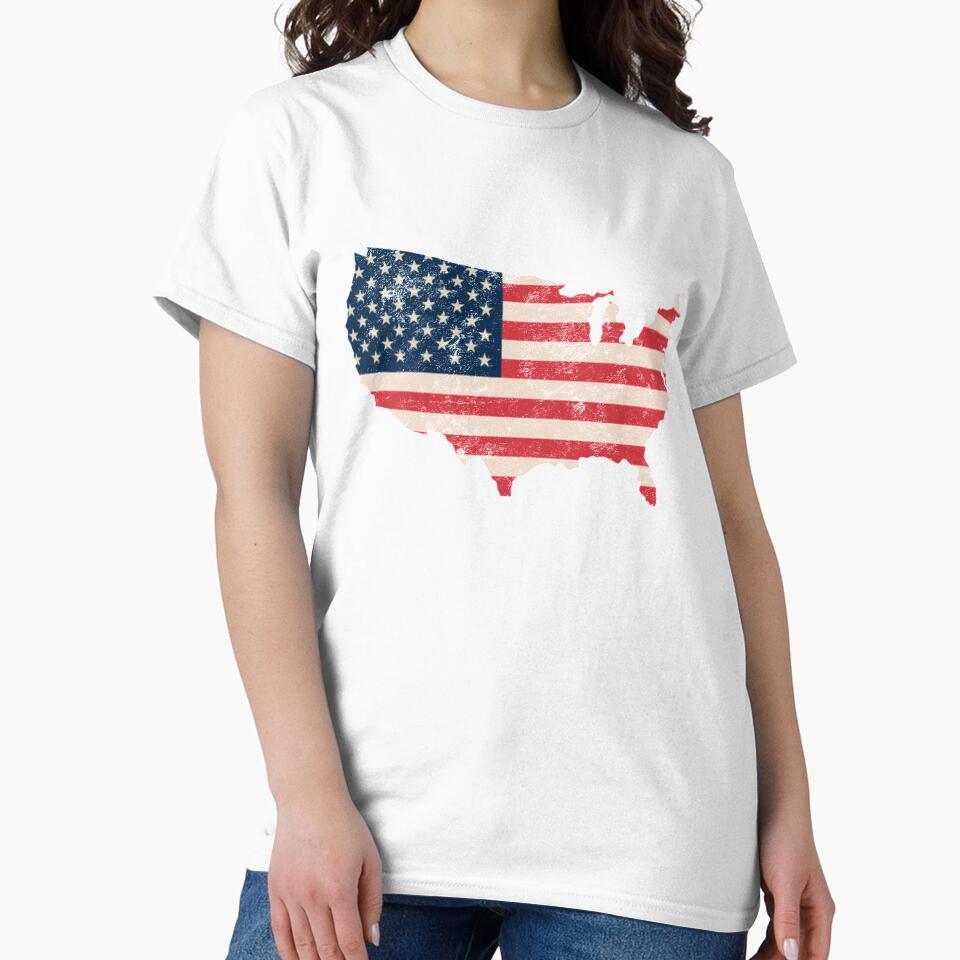 America USA Flag Map tshirt distressed vintage by farhanhafeez
